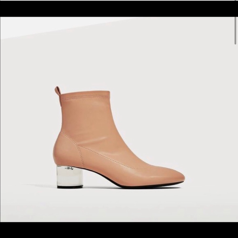 Zara nude clear heel booties